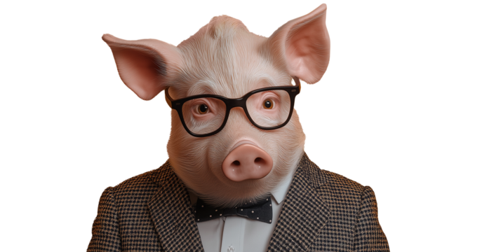 a Pig in businessman's work clothes