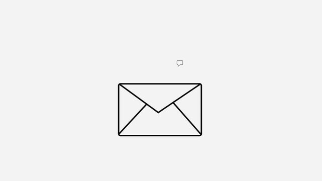 Simple Outline Envelope Icon with Speech Bubble on White Background mail message