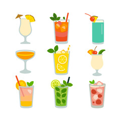 Cocktails alcoholic daiquiri, set of drinks