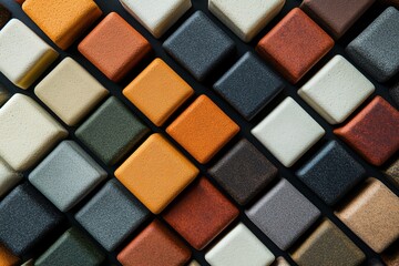 Pattern of colorful square tiles arranged diagonally creating a textured background.