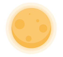 Full yellow moon with craters, halloween night sky celestial symbol illustration