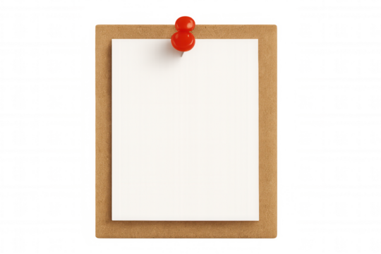 Blank paper note pinned on cork board, organizing information, reminder, message, communication concept