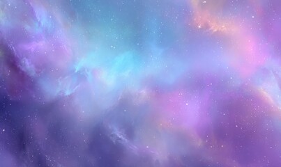 Obraz premium Vibrant Pastel Purple Blue Cosmic Nebula with Glowing Stars in Deep Space Universe. Abstract Astronomy Background for Sci-Fi, Space Exploration, Celestial Art, and Dreamy Futuristic Design Projects.