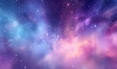 Obraz premium Vibrant Pink Purple and Blue Cosmic Nebula with Glowing Stars in Deep Space Universe. Abstract Astronomy Background for Sci-Fi, Space Exploration, Celestial Art, and Futuristic Design Projects.
