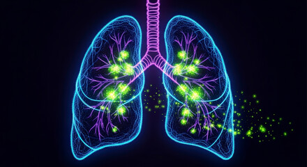 Digital Visualization of the Human Respiratory System Showing Cellular Activity