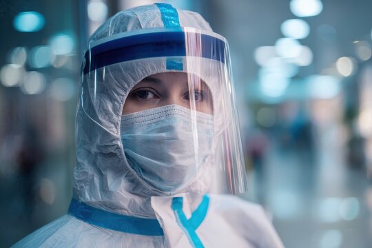Healthcare worker in protective gear to safeguard against COVID 19