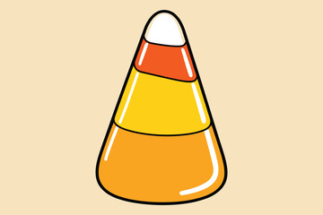 Minimalist candy corn outline isolated on white background in triangle shape
