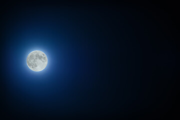Dark background with a full moon on the left