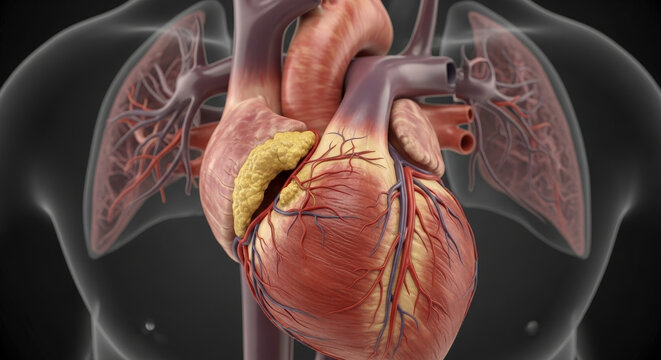 Detailed Human Heart Anatomy and Physiology With Surrounding Organs