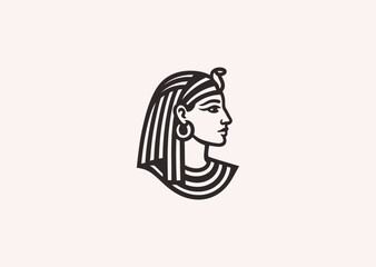 A line art logo of Cleopatra, symbolizing beauty, royalty, and ancient Egyptian elegance