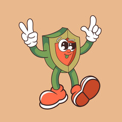 Retro character design from cute shield