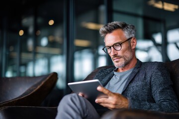 Person in office with tablet