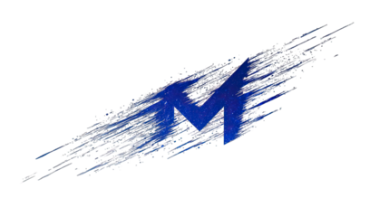 Abstract m letter logo design with dynamic brushstroke effect on transparent