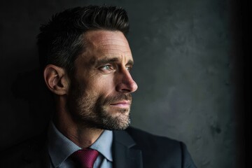 Obraz premium Profile of a distracted businessman