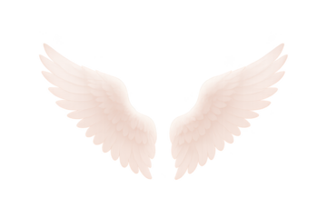 Romantic pink backdrop with airy angel wings soft hearts and a subtle cross motif creating a gentle spiritual mood with modern elegance for inspirational designs