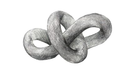 Abstract knot illustration with textured lines and transparent background