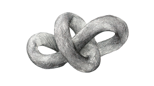 Abstract knot illustration with textured lines and transparent background