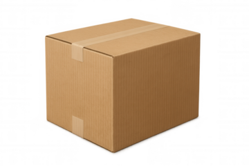 Cardboard box isolated on a clear background. Ideal for storing a variety of items, as well as for shipping and relocation services