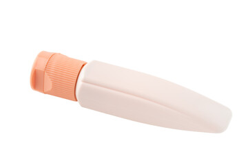 透明背景（png）に薄いオレンジ色の絵の具（水彩）のチューブ