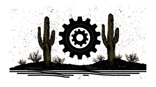 Abstract gold design with symmetrical elements and transparent background