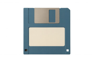 Floppy diskette 3.5 inch, retro computer data storage, vintage technology nostalgia, transparent background