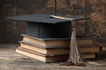 A graduation cap resting on a wooden bench, symbolizing academic success with a soft background. wellbeing guides.