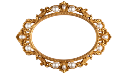 真珠装飾の横型アンティークゴールドフレーム