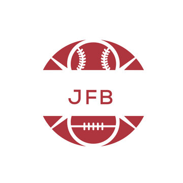 JFB Minimal Sports Logo. JFB Design with Baseball and Football Icon. JFB Modern Athletic Badge Template for Sports Brand or Team Identity.
