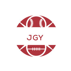 JGY Minimal Sports Logo. JGY Design with Baseball and Football Icon. JGY Modern Athletic Badge Template for Sports Brand or Team Identity

