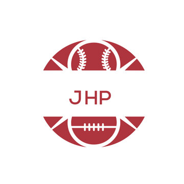 JHP Minimal Sports Logo. JHP Design with Baseball and Football Icon. JHP Modern Athletic Badge Template for Sports Brand or Team Identity
