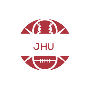 JHU Minimal Sports Logo. JHU Design with Baseball and Football Icon. JHU Modern Athletic Badge Template for Sports Brand or Team Identity
