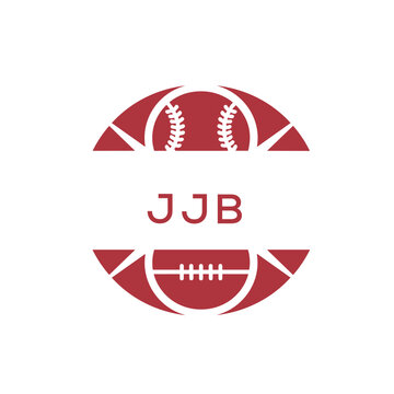 JJB Minimal Sports Logo. JJB Design with Baseball and Football Icon. JJB Modern Athletic Badge Template for Sports Brand or Team Identity
