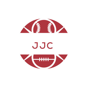 JJC Minimal Sports Logo. JJC Design with Baseball and Football Icon. JJC Modern Athletic Badge Template for Sports Brand or Team Identity
