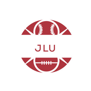 JLU Minimal Sports Logo. JLU Design with Baseball and Football Icon. JLU Modern Athletic Badge Template for Sports Brand or Team Identity

