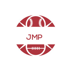 JMP Minimal Sports Logo. JMP Design with Baseball and Football Icon. JMP Modern Athletic Badge Template for Sports Brand or Team Identity
