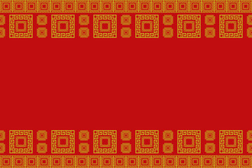 Elegant red background with gold square borders, perfect for Chinese New Year, oriental invitations, and festive decoration themes.
