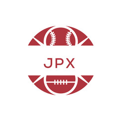 JPX Minimal Sports Logo. JPX Design with Baseball and Football Icon. JPX Modern Athletic Badge Template for Sports Brand or Team Identity
