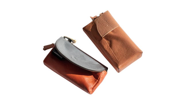 Two cosmetic pouch mockup variations isolated on transparent background