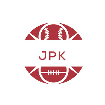 JPK Minimal Sports Logo. JPK Design with Baseball and Football Icon. JPK Modern Athletic Badge Template for Sports Brand or Team Identity.
