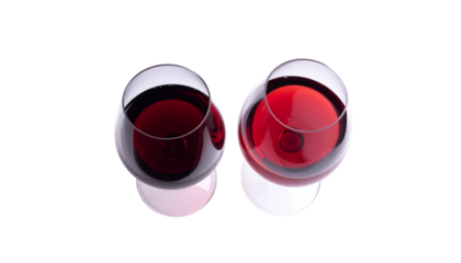 Glass of aged red wine isolated on transparent background