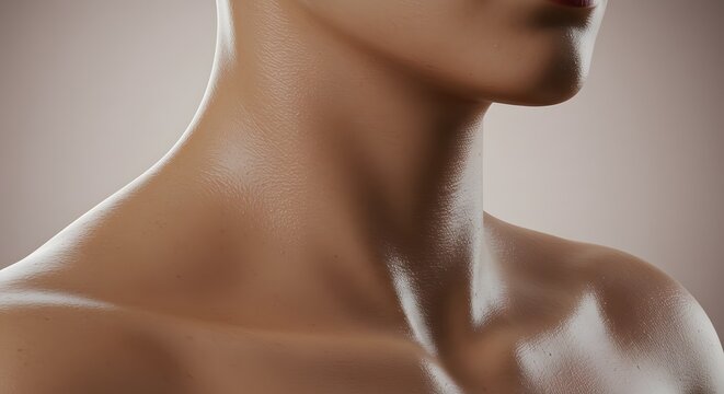 Focus on the beauty and anatomy of a man's neck. 