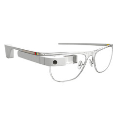 Modern smart glasses with transparent lenses and futuristic design isolated