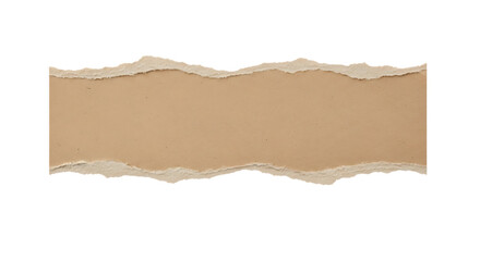 Torn piece of brown paper isolated on transparent background for design use
