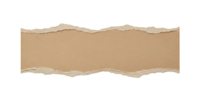 Torn piece of brown paper isolated on transparent background for design use