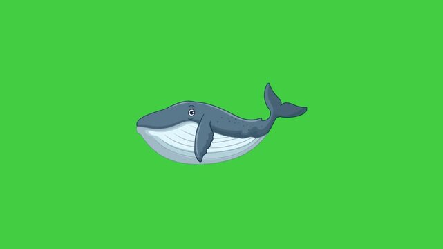 A whale emerges from the ocean surface and dives back down in slow motion animation.