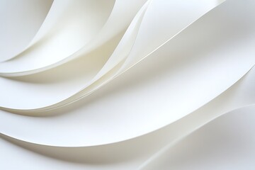 Fototapeta premium Abstract Swirling White Paper Sheets Background. Curved Minimalist Forms