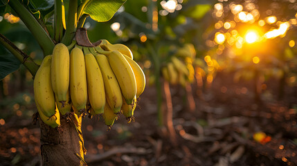 Banana Bunch basking in sunsets glow