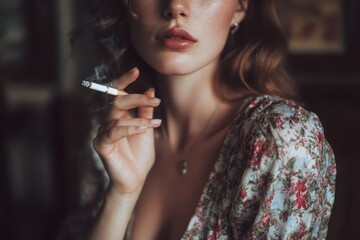Obraz premium attractive lady with a cigarette