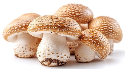 Brown Mushroom Caps With Scaly Texture on White Surface in a CloseUp Shot