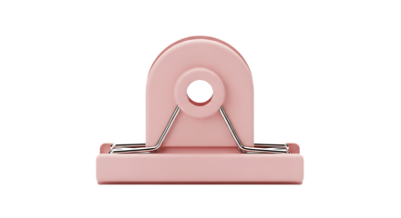 Pink binder clip isolated on transparent background for office or school supplies